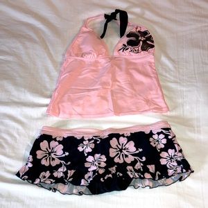Two-Piece Tankini with Halter & Skirt